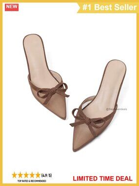 Kitten Heel Mesh Closed Toe Pumps Bow Mule Heels